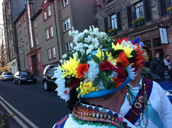 morris-hat Morris man's hat bedecked with flowers
