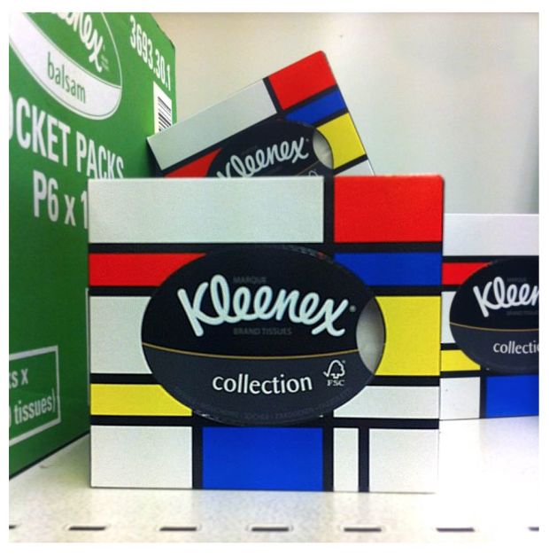 Kleenex boxes with Mondrian pattern