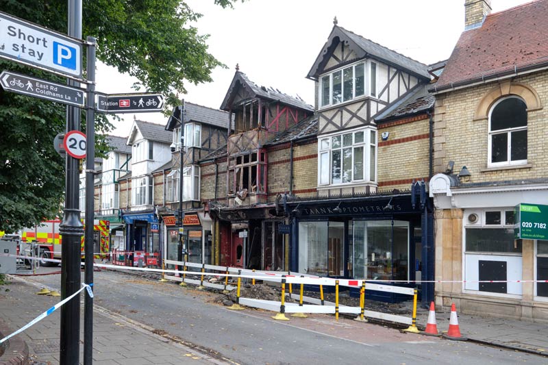 scene of a fire in an electrical shop on Mill Road in Cambridge