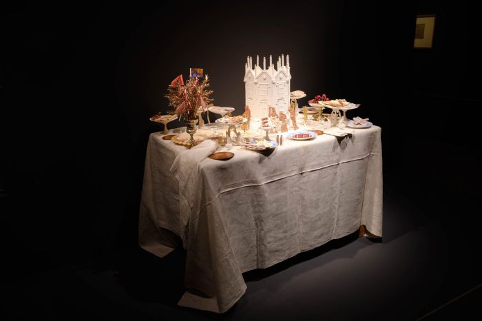 a table in the Feast & Fast exhibition on at the Fitzwilliam Museum in Cambridge. The exhibition describes itself as presenting novel approaches to understanding the history and culture of food and eating.