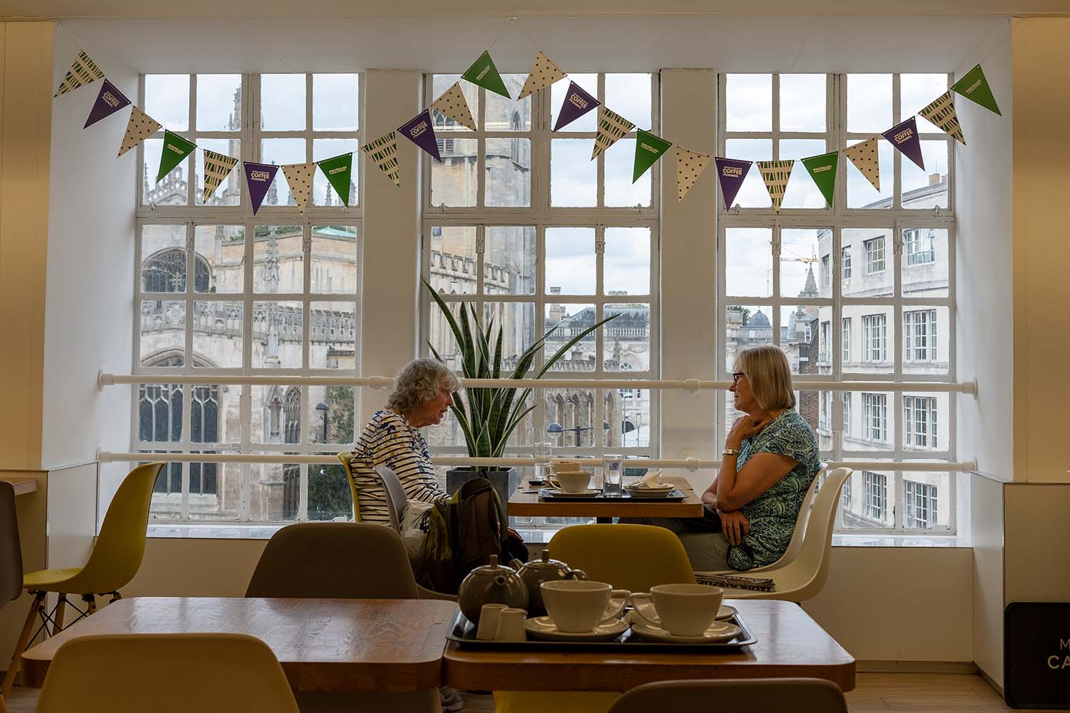 looking from M&S cafe onto the Market Square in Cambridge 