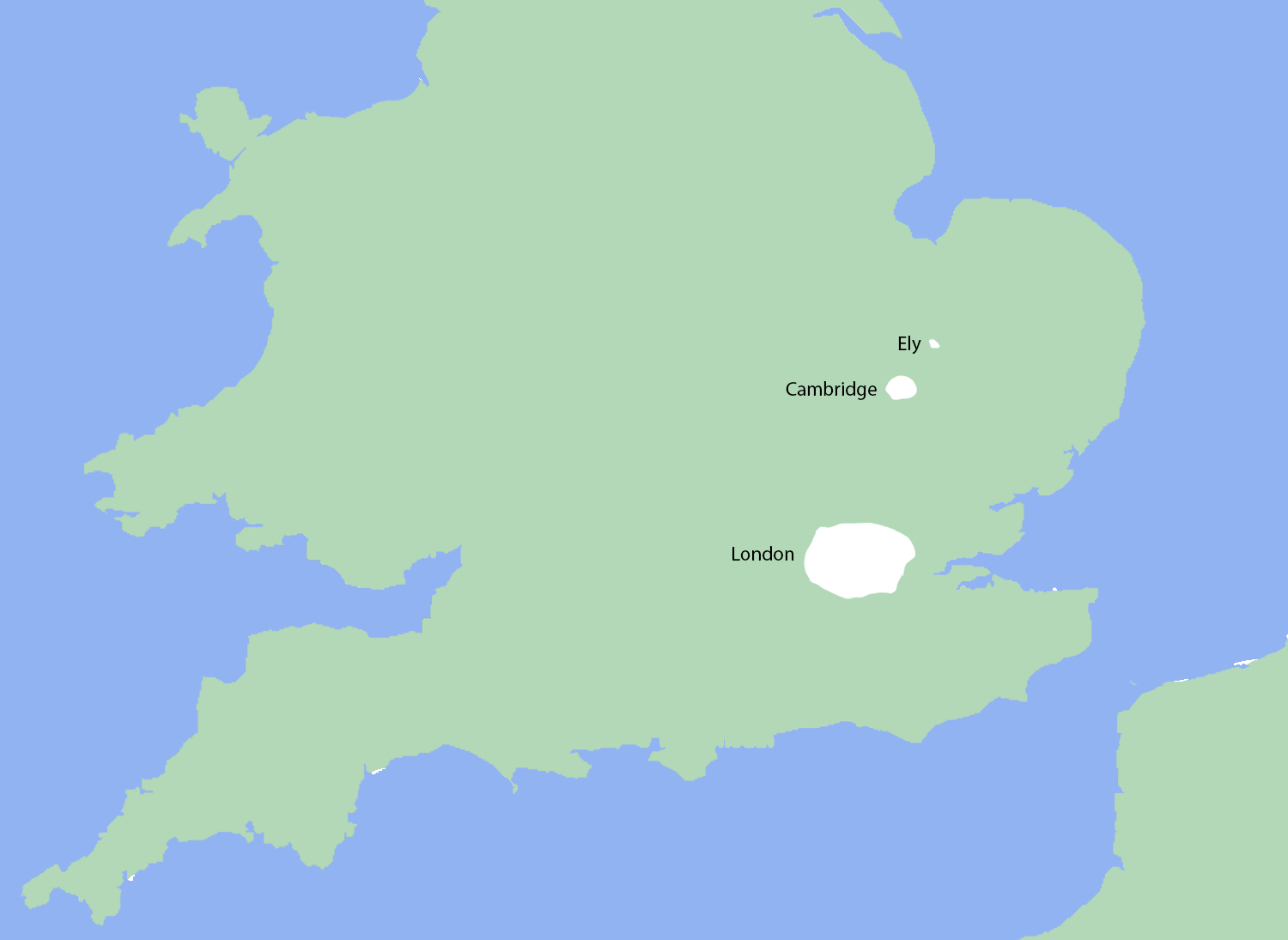 map showing location of Ely in England