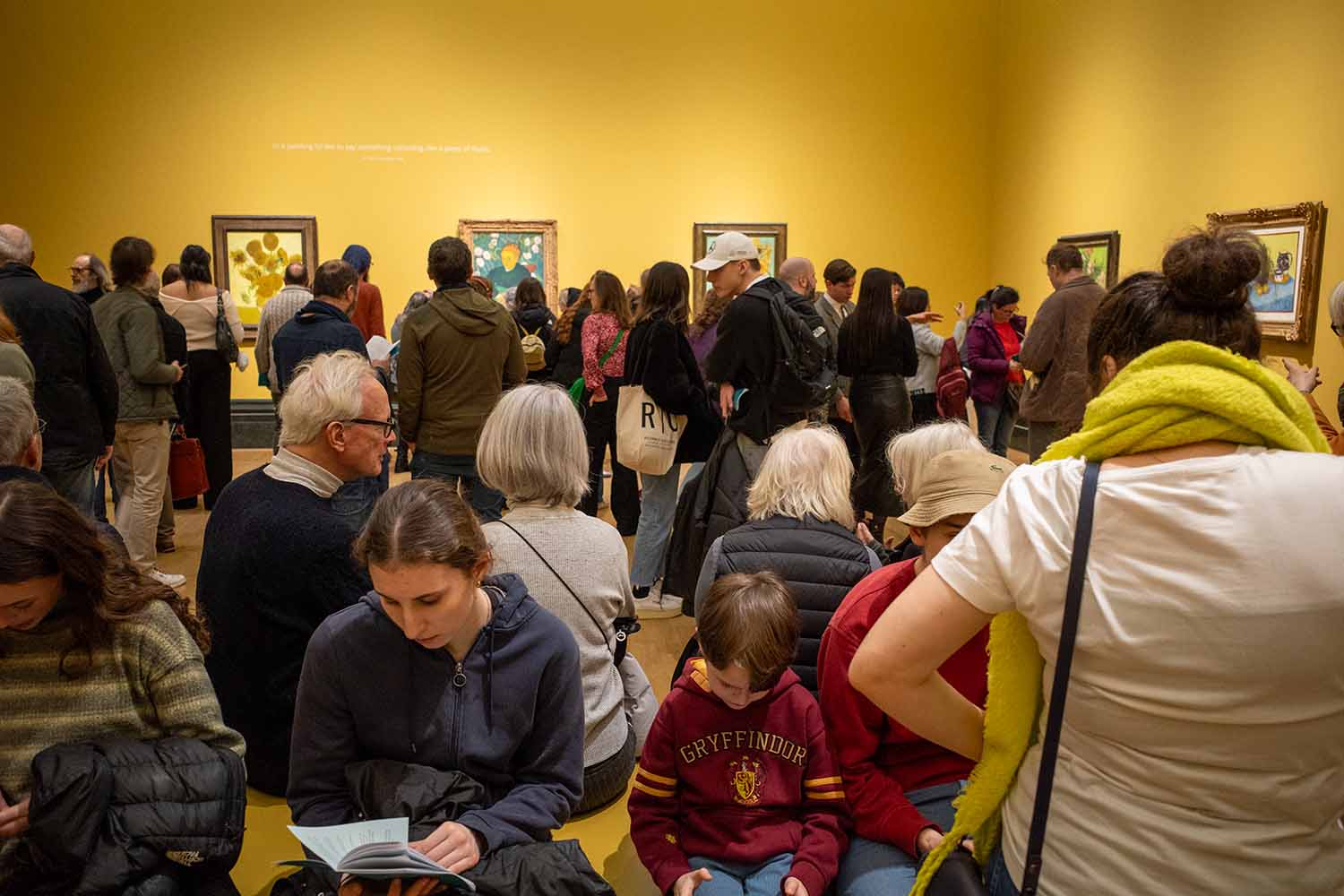 crowded gallery at the Van Gogh exhibition