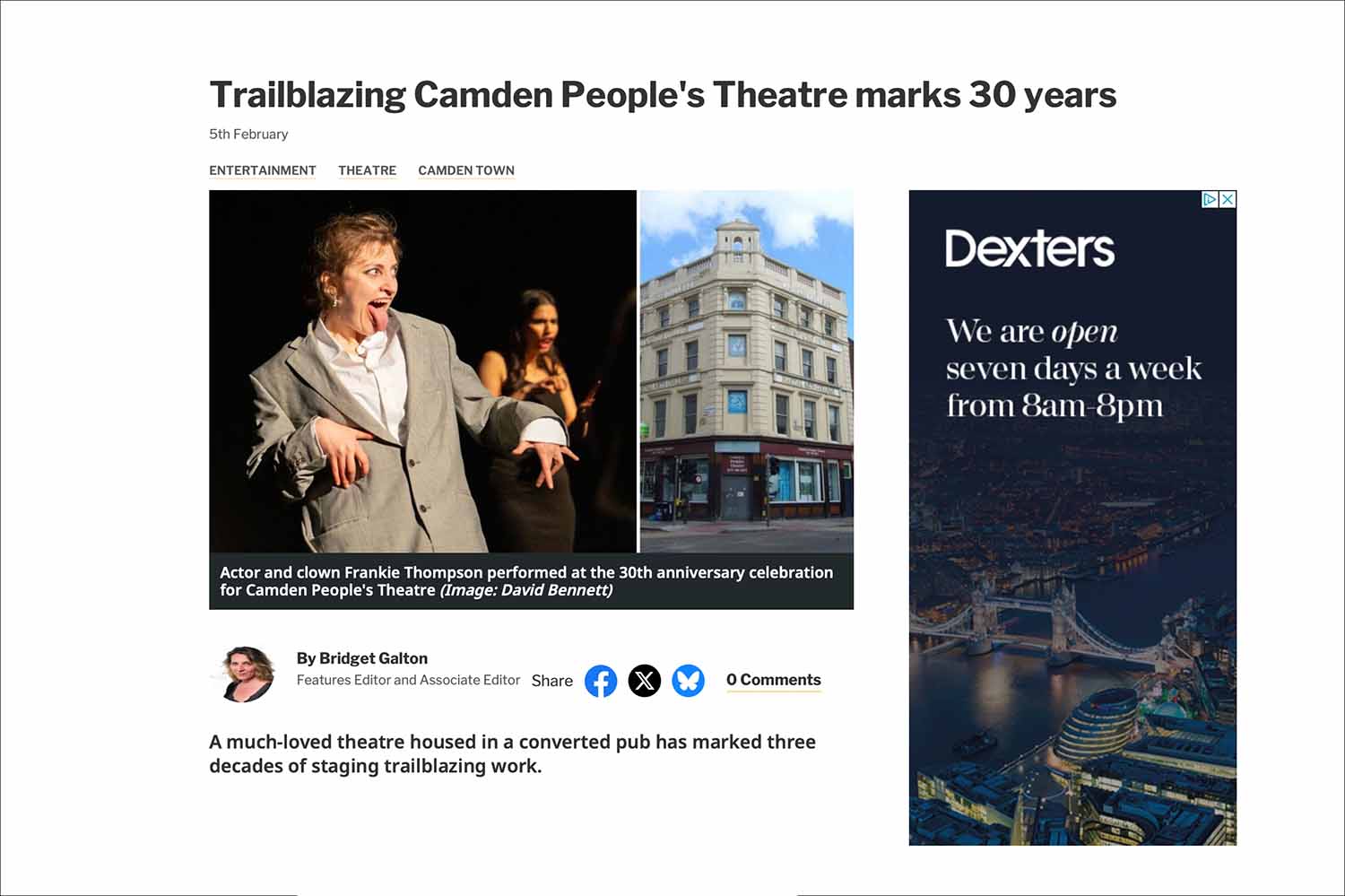 Photographs I took appear n Ham and High newspaper.